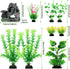 Fish Tank Accessories Artificial Plants, 9pcs Green Aquarium Decorations Plants and Cave Rock Decor Set, Aquarium Decor Plastic Plants...