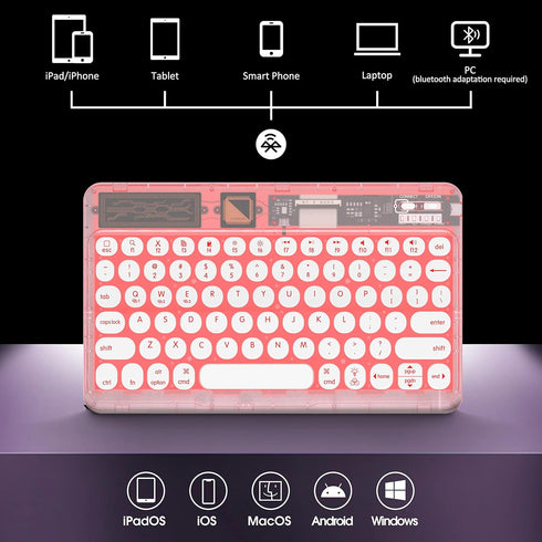 Bluetooth Keyboard, Universal Portable Wireless Keyboard for iPad, Smart Multi Device Rechargeable Small Keyboard for Tablet iPhone Laptop Smartph...