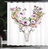 Ambesonne Skull Shower Curtain, Deer Animal Skull with Floral Horns Nature Inspired Dead and Living Art Print, Cloth Fabric Bathroom Decor Set wit...