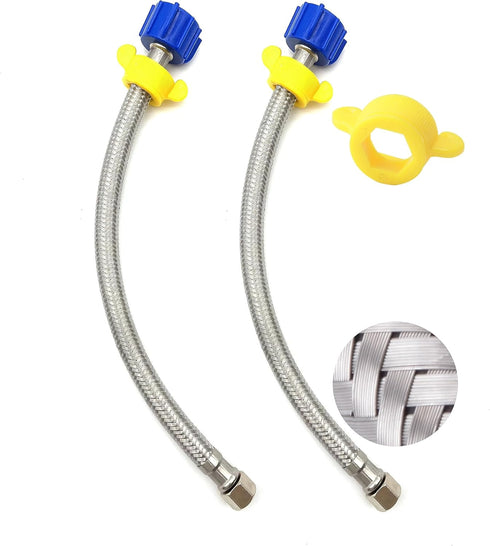 Flexible Toilet Water Supply Line 12inch,Stainless Steel Braided Hose With 3/8 Female Compression Thread x 7/8 Female Ballcock Thread?2pack...