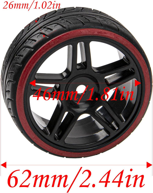 Hard Plastic Wheel Rims & Plastic Tires 12mm Hex Compatible with Traxxas HSP Tamiya Kyosho Himoto 1/10 RC Drift Car (Style 2)...