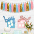 Baby Gender Reveal Decorations - Glitter Letters Baby and Boy or Girl with Hearts Banner, Tissue Paper Tassels Garland Set for Gender Reveal Party...