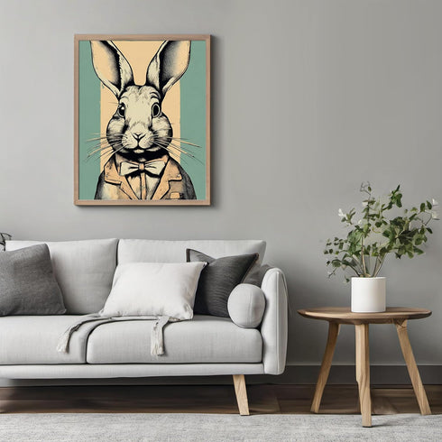 Posterizer 1 pcs-cute bunny wearing clothes-retro style-Art for Animal Lovers-GIft for Men Women Teens-Decor for Home & Office- unframed wall art...
