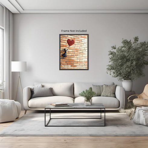 Posterizer 1 pcs-girl with heart balloon-cute girly abstract poster -4-Romantic Art Gift for Daughter, Son, Kids Decor for nursery toddlers kids r...