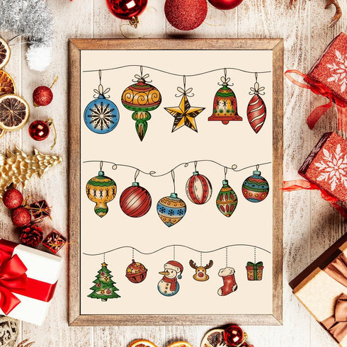 2 PCS Christmas Self-Adhesive Silk Screen Printing Stencils 8.5x11 Inch Reusable Mesh Transfers Stencils Christmas Gift Ball Light Belt Snowman Ch...