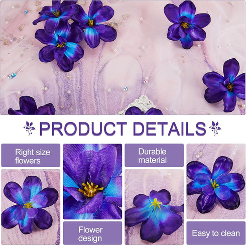 100 Pieces Blue Purple Faux Orchid Flowers Halloween Flower Day of The Dead Decoration Artificial Orchids for DIY Home Wedding Table Centerpieces ...