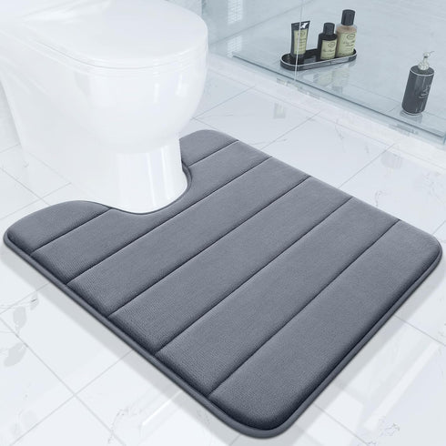 Colorxy Memory Foam Toilet Rug U-Shaped 24x20, Ultra Soft and Absorbent Bathroom Rugs, Non-Slip Toilet Bath Mat, Machine Wash Dry, Contour Bath Ru...