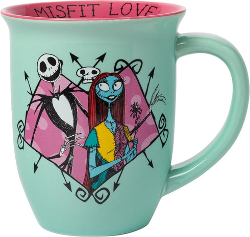 Silver Buffalo Disney Nightmare Before Christmas Jack and Sally Misfit Love Wide Rim Ceramic Mug, 16 Ounces...