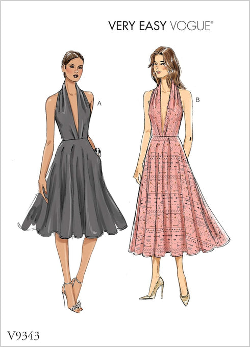 Vogue V9343A5 Very Easy Women's Fitted Sleeveless Dress Sewing Patterns, Sizes 6-14...
