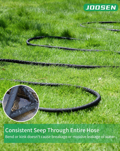 JOOSEN Soaker Hose 25ft 1/2" Flat Double Layer Consistent Drip Hose Saving 80% Water Leakproof Kink Free Vegetable Garden Hose...