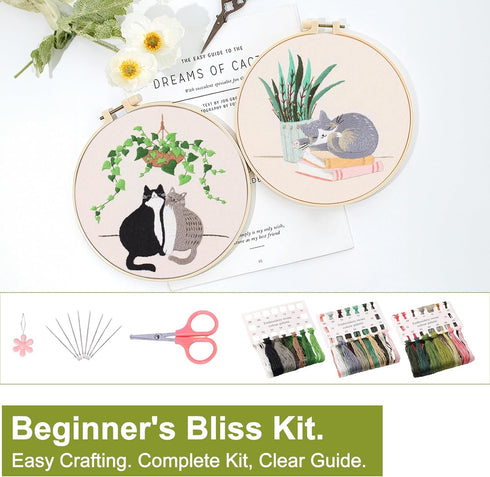 Santune 3 Pack Embroidery Kit for Beginners with Pattern, Cross Stitch Kits for Adults with Instructions,Needlepoint Kits for Adults Include 1 Emb...