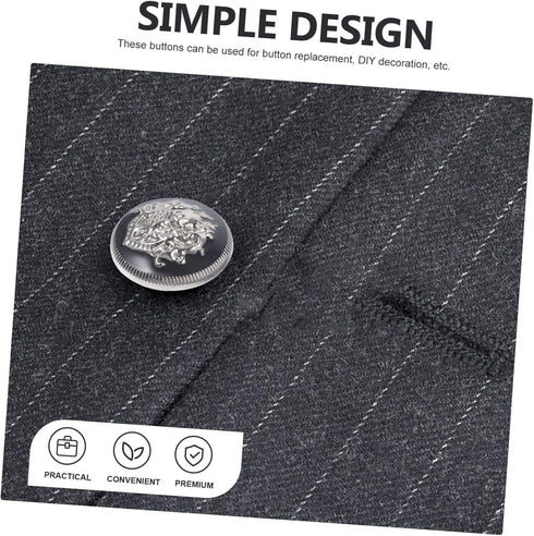 10pcs Metal Buttons Silver Buttons Metal Snap Buttons Black Trim DIY Sewing Buttons Sewing Buttons for Clothes Blazer Buttons Women Durable Sewing...
