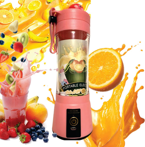 Mueller Austria 380ml USB Rechargeable Battery Blender for Shakes and Smoothies, with 22000 RPM Motor, 3 Stainless Steel Blades, BPA-Free, Pink...