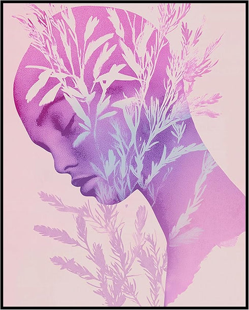 Posterizer 1 pcs-pink purple art-growth in solitude-in oil painting style 2-Abstract & Modern Art-Floral & Botanical Art-Chic Home Decor- unframed...