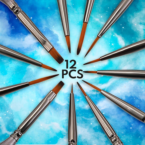 VUDECO 12pcs Brown Miniature Paint Brushes Oil Detail Paint Brushes Painting Miniature kit Small Paint Brushes Acrylic Paint Brushes Plastic Model...