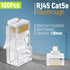 GTZ RJ45 Cat5e Pass Through Connectors - Pack of 100 - EZ to Crimp Modular Plug for Solid or Stranded UTP Network Cable - Male Ethernet Connector ...