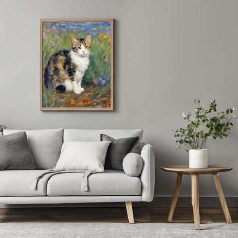 Posterizer 1 pcs- Beuatifulblack and white cat sitting on the ground-Art for Animal Lovers-Floral Botanical Art- Gift for Men Women Teens-Decor fo...