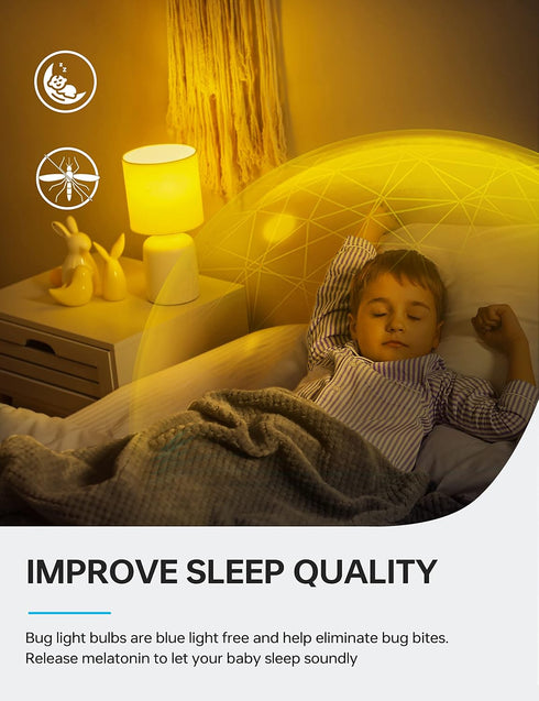 KINDEEP Amber Light Bulbs, 9W Amber Yellow LED Light Bulb, 2000K Soft Warm Sleep Light Bulbs, Bug Light Bulbs, 60W Equivalent, E26, for Bedroom, N...