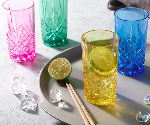 Godinger Acrylic Highball Glasses, Tall Beverage Highballs Drinking Glasses Cups, Shatterproof and Reusable Tumbler Cups - Dublin Collection, Set ...