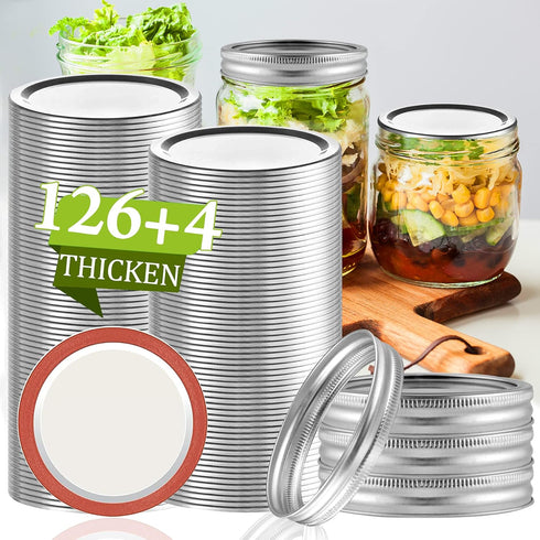 Aliggbent Canning Lids 130PCS, Mason Jar Lids Wide Mouth 86MM Canning Lids Anti-Rust and Leak Proof Airtight Split-Type Lids Silver Canning Flats ...
