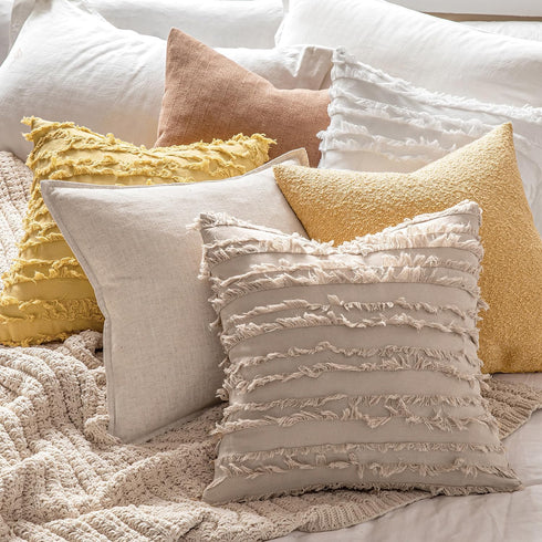 MIULEE Set of 2 Decorative Boho Throw Pillow Covers eruo sham Linen Striped Jacquard Pattern Cushion Covers for Sofa Couch Living Room Bedroom 24x...