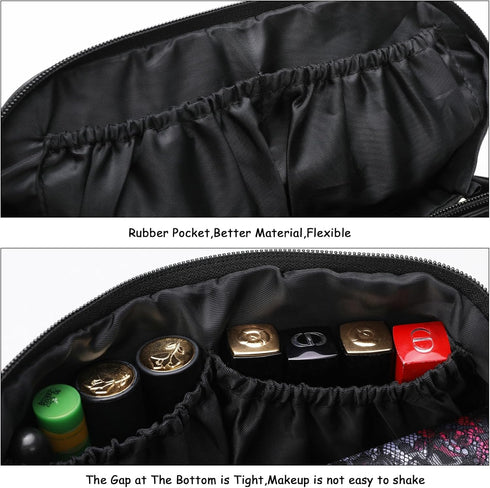 HLC Large Capacity Travel Cosmetic Bag Portable Makeup Bag, PU Leather Waterproof Women Travel Make up Bag Organizer with Handle and Divider Cosme...