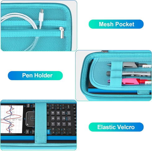 BOVKE Graphing Calculator Carrying Case for Texas Instruments TI-Nspire CX II CAS/CX II/CX/CX CAS Calculator and More - Mesh Pocket for USB Cables...