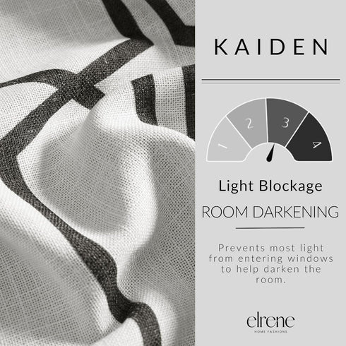 Elrene Home Fashions Kaiden Geometric Room-Darkening Window Curtain, Single Panel, 52" W x 95" L (1 Panel), Black...