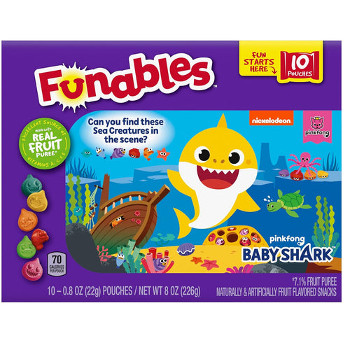 Funables Fruity Snacks, Baby Shark, Assorted Fruit, Flavored Snacks, 0.8 oz 10 ct...
