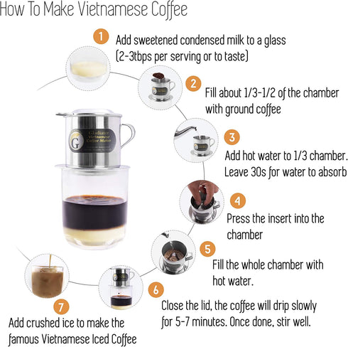Vietnamese Coffee Maker Filter Phin, Small French Press Portable, Single Serve Coffee Makers, Screw Down Insert...