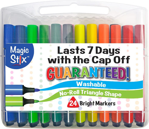 The Pencil Grip Magic Tri Stix, Non-Toxic and Washable Markers For Kids, 24 Assorted Stix Markers, TPG-397...