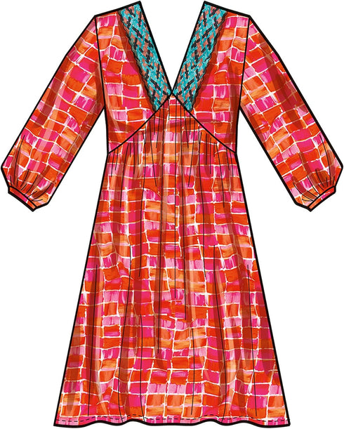 Simplicity Misses' V-Neck Empire Dress Sewing Pattern Kit, Code S9702, Sizes 18-20-22-24-26, Multicolor...