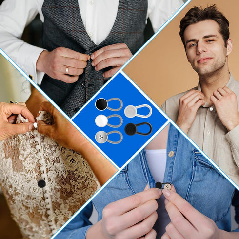 18Pcs Button Extender for Trousers Collar Extender Buttons Pants Waist Extender Shirt Extender Adjustable Extended Button Jeans Button for Shirt D...