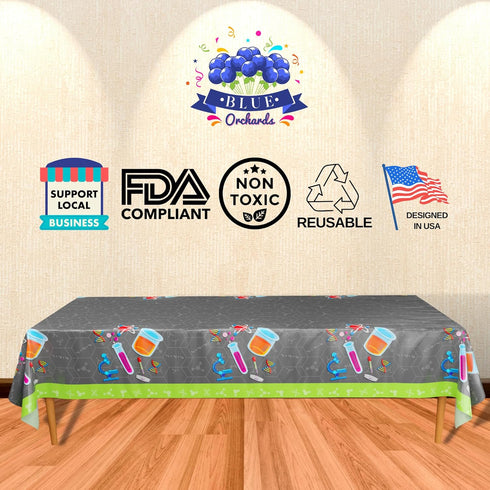 Blue Orchards Science Party Table Covers (Pack of 3) - 54"x108" XL - Science Birthday Party Decorations, Science Tablecloth, Science Party Decorat...