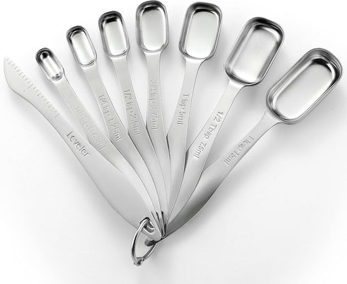 Spring Chef Stainless Steel Measuring Spoons Set of 8 with Leveler, Metal Teaspoon & Tablespoon Measuring Spoons for Dry & Liquid Ingredients, Fit...