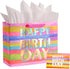 13" Large Birthday Gift Bag with Tissue Paper and Greeting Card – Colorful Gift Bag for Kids, Women, or Mom’s Birthday...