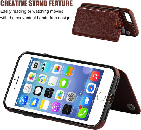 ONETOP for iPhone SE(2022) iPhone SE(2020) iPhone 7/8 Wallet Case with Card Holder, Premium PU Leather Kickstand Card Slots, Double Magnetic Clasp...