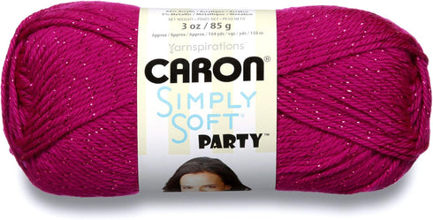 Caron Simply Soft Party Yarn, 3 oz, Medium Worsted 4 Gauge, - Fuchsia - For Crochet, Knitting & Crafting...