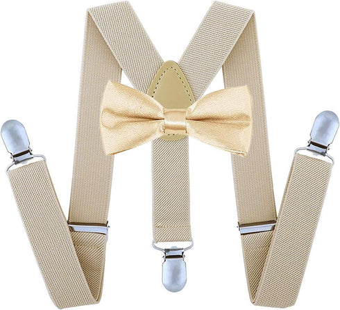 Men Elastic Suspenders and Bow Ties Set for Wedding, Formal Events...