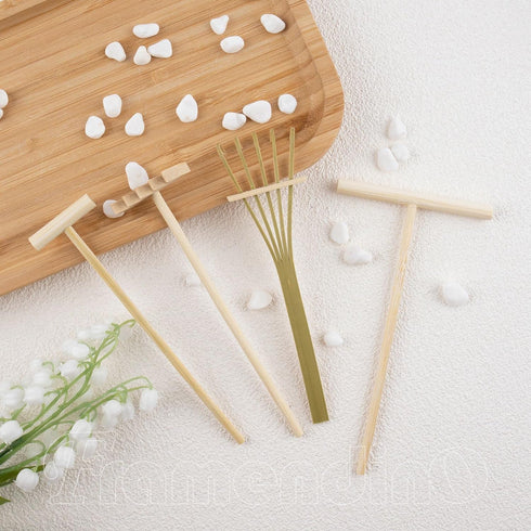 Framendino, 4 Pack Mini Zen Garden Rake Tools Bamboo for Home Office Tabletop Decor 4 Style...