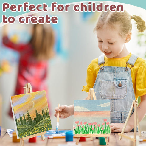 10 Pack 7.5 Inch Mini Wooden Easel, Tripod Easel for Display, Small Canvas Stand for Painting, Tabletop Display Easel for Photos, Pictures, DIY Cr...