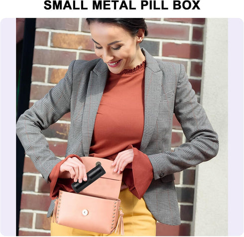 Pill Case 2 Times a Day - Portable Metal Pill Box Daily Waterproof Travel Pill Container, Pill Holder Organizer for Vitamin/Fish Oil/Supplements, ...