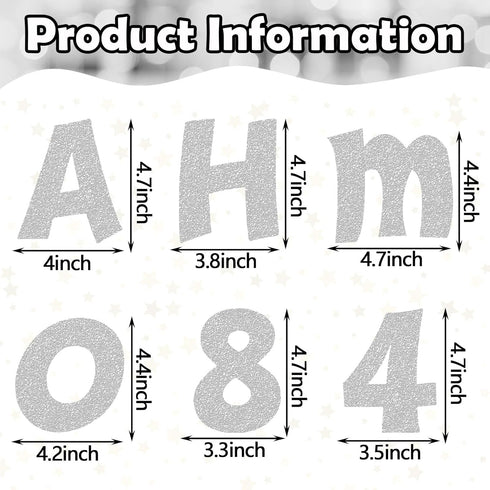 72 Pcs 4 Inch Glitter Bulletin Board Letters Chalkboard Classroom Letters Poster Cut out Letters for Bulletin Boards with Adhesive Dot Alphabet 0-...