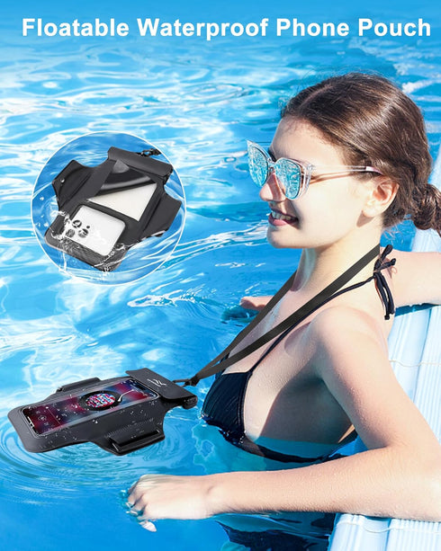 Waterproof Phone Pouch, Floating Waterproof Phone Case for iPhone 15 14 13 12 Pro Max XS Samsung up to 7.0", Waterproof Cell Phone Dry Bag with Ar...