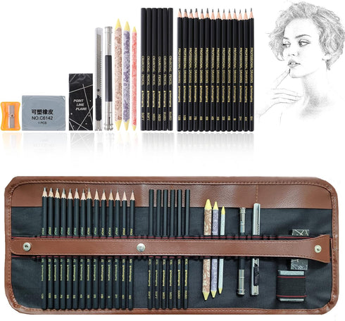 Drawing Pencils Sketch Pencil Art Supplies Set for Kids Adults beginners Professional Sketching Art Graphite Charcoal Blending Stump Pencils kit...