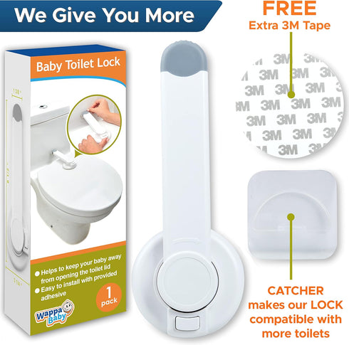 Baby Toilet Lock by Wappa Baby - 9"L x 4"W - Ideal Baby Proof Toilet Lid Lock - No Tools Needed Easy Installation with 3M Adhesive - Top Safety To...