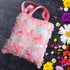 Reusable pink fabric gift bags cute Set of 2 with handles washable floral bags for women 10x10 inches for wedding flower girls birthdays ballerina...