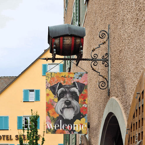Miniature Schnauzer Spring Garden Flag,Art Nouveau Dog Yard Flag,Retro Floral House Flag,Welcome Spring Garden Decor,Dog Lover Housewarming Gift 1...