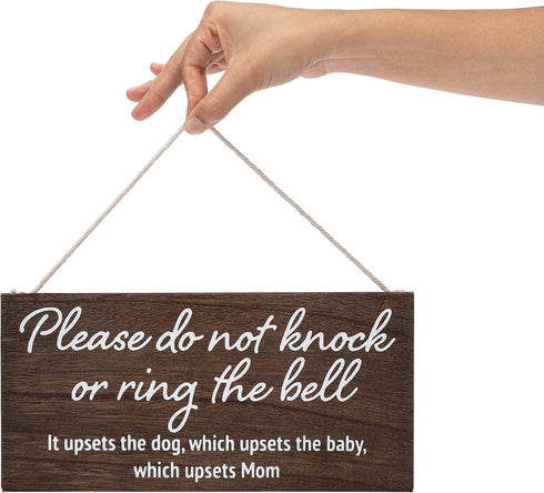 Baby sleeping sign for front door - Please do not knock or ring the bell, it upsets the dog, which upsets the baby, which upsets mom - No soliciti...