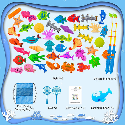46PCS Magnetic Fishing Bath Toys Game Set,Swimming Fish Toys for Bathtub,Water Table Bathtub Toys for Toddlers Kids Age 3-6, Pool toys for Pretend...